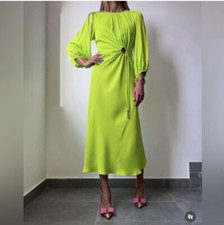 Sz XS Farm Rio Lime Circle Cut Out Midi Dress in Green Lime
