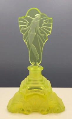Parfum Flakon Flasche Pesnicak Signiert Jugendstil Antik Alt Böhmisch Uran Glas - Bild 1 von 4