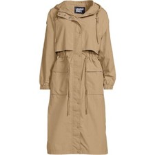 Bn Lands End Womens Hooded Long Raincoat Camel Size 10-12 Small Rrp £100 Soldout