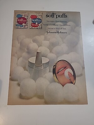Soft Puffs Johnson And Johnson Print Ad 1966 Vintage 10x14