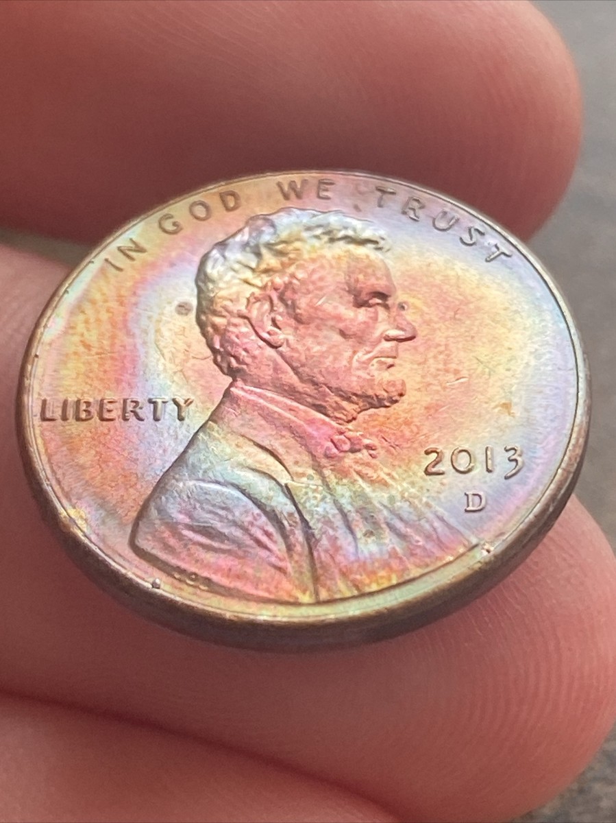 2013 D Lincoln Shield Cent Penny Actual Coin Unique Lovely Rainbow