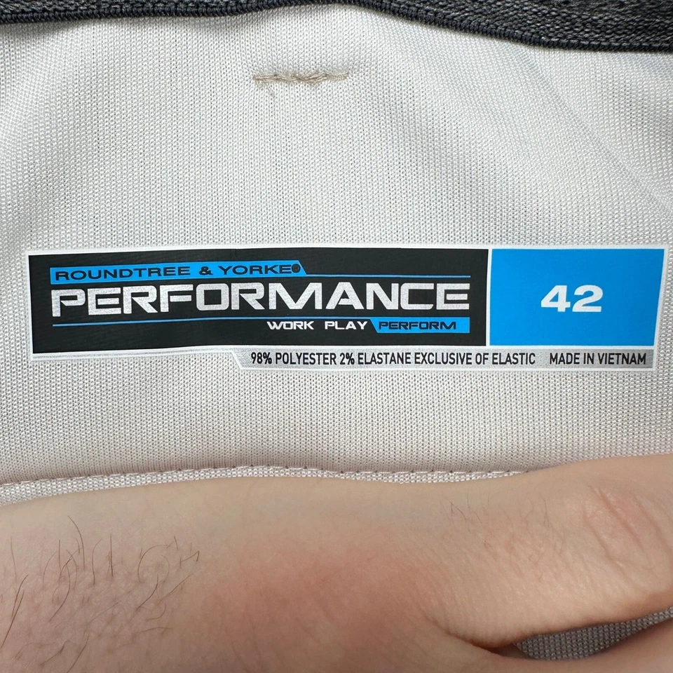 Pantalones Cortos Chinos Roundtree Yorke Para Hombres Rendimiento 42X9 Beige Calce Clásico Elastizados NUEVO Foto 4 de 4