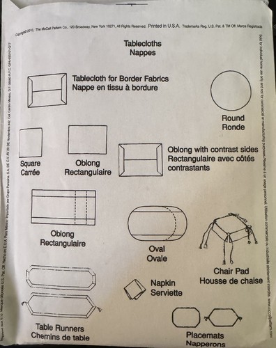 McCall's Home Decorating pattern M6230 Dining Essentials Tablecloths uncut - Picture 2 of 2