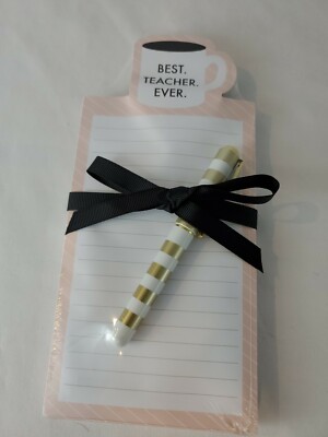 Lady Jayne Ltd. Best Teacher Ever Notes Pad with Pen 75 Sheets - NEW & FREE SHIP