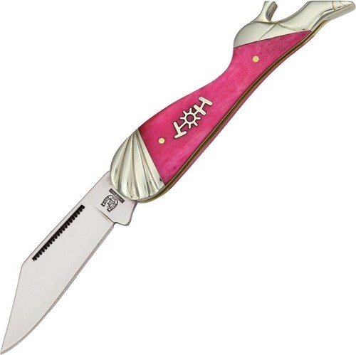 Rough Ryder Small Leg Hot Pink Bone Handle Stainless Folding Blade Knife - Picture 2 of 2