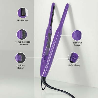 3/10'' Small Pencil Flat Iron Curling Straightener for Short Hair Pixie Cut Bangs