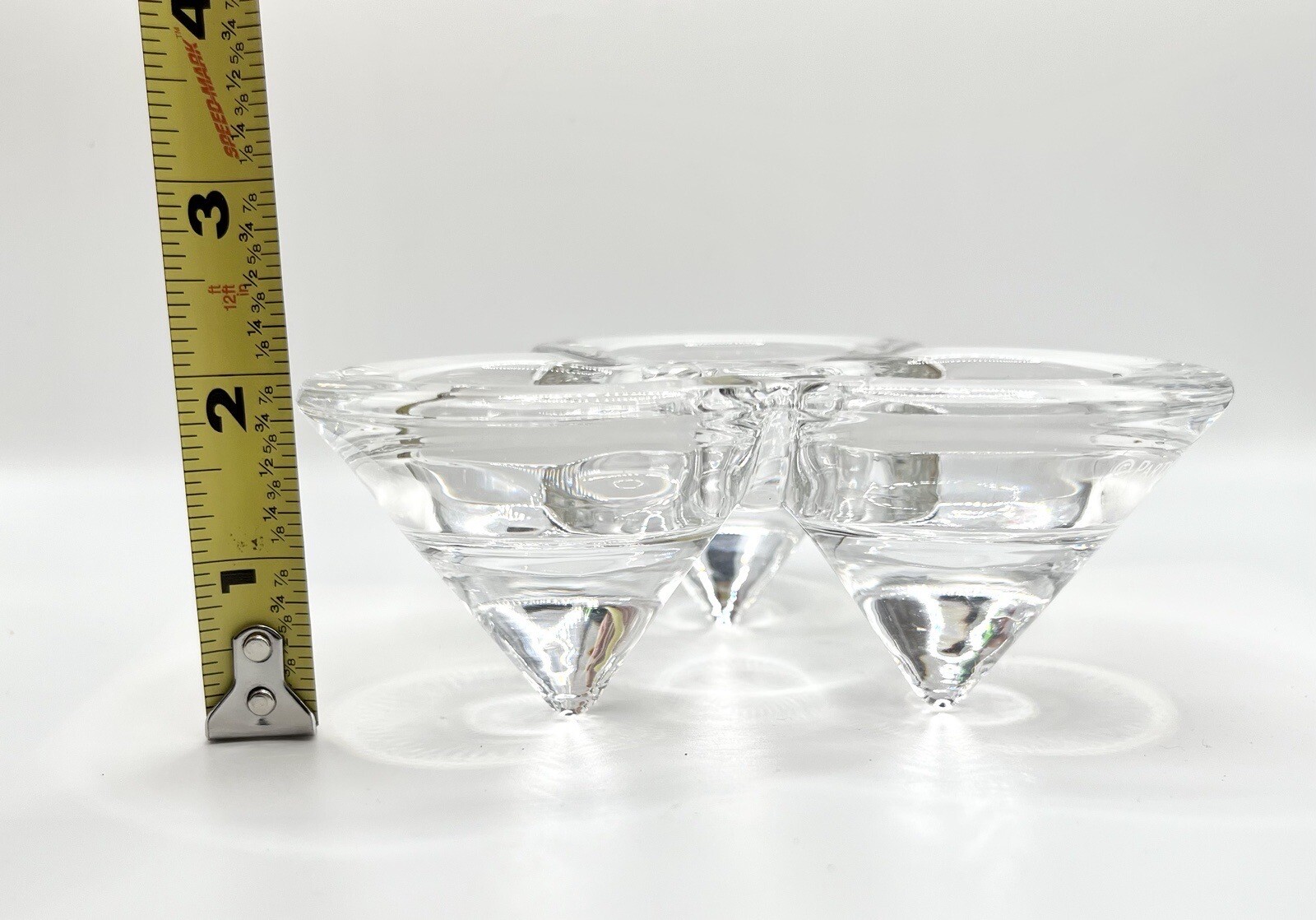 PartyLite Diamond Trio Tea light Votive Candle Holder Retired Unique w/ Sticker
