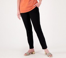 Denim  Co. Active Petite Duo Stretch Slim Straight Pants - Blk Sz 2XP a460405