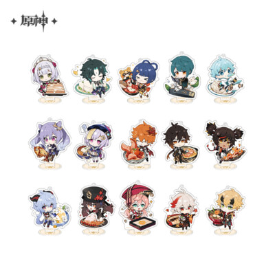miHoYo Genshin Impact Keychain Acrylic Stand Cute Delicious Party Official Goods