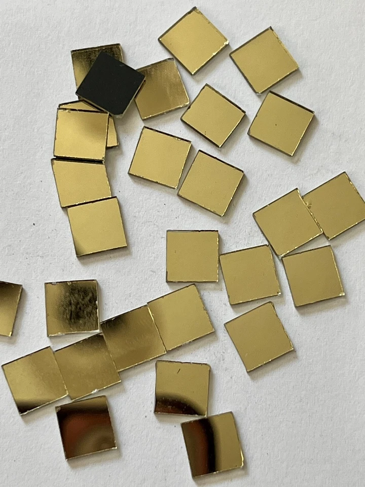 Espejos artesanales cuadrados dorados, espejos pequeños dorados de 7 mm 100 piezas para manualidades hágalo usted mismo Foto 2 de 4