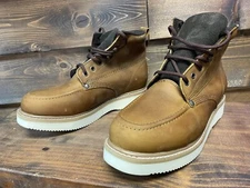 Men's Genuine Leather Lace Up Moc Work Boot Soft Toe Wedge Sole 2100