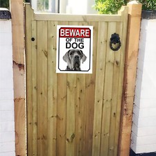Beware Of The Dog Great Dane Metal Gate Sign 150mm x 200mm 1139H1