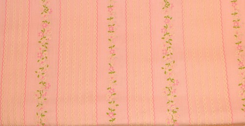 Vtg Pink Floral Flocked Fabric HTF OOP Raised Flower - just under 4 yds x 46"w