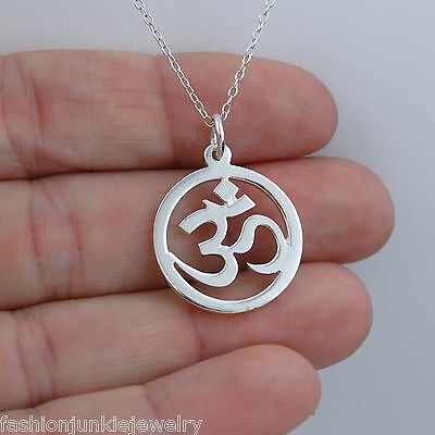 LARGE OM AUM OHM SYMBOL Pendant on a Stamped 925 Sterling Silver Necklace Chain