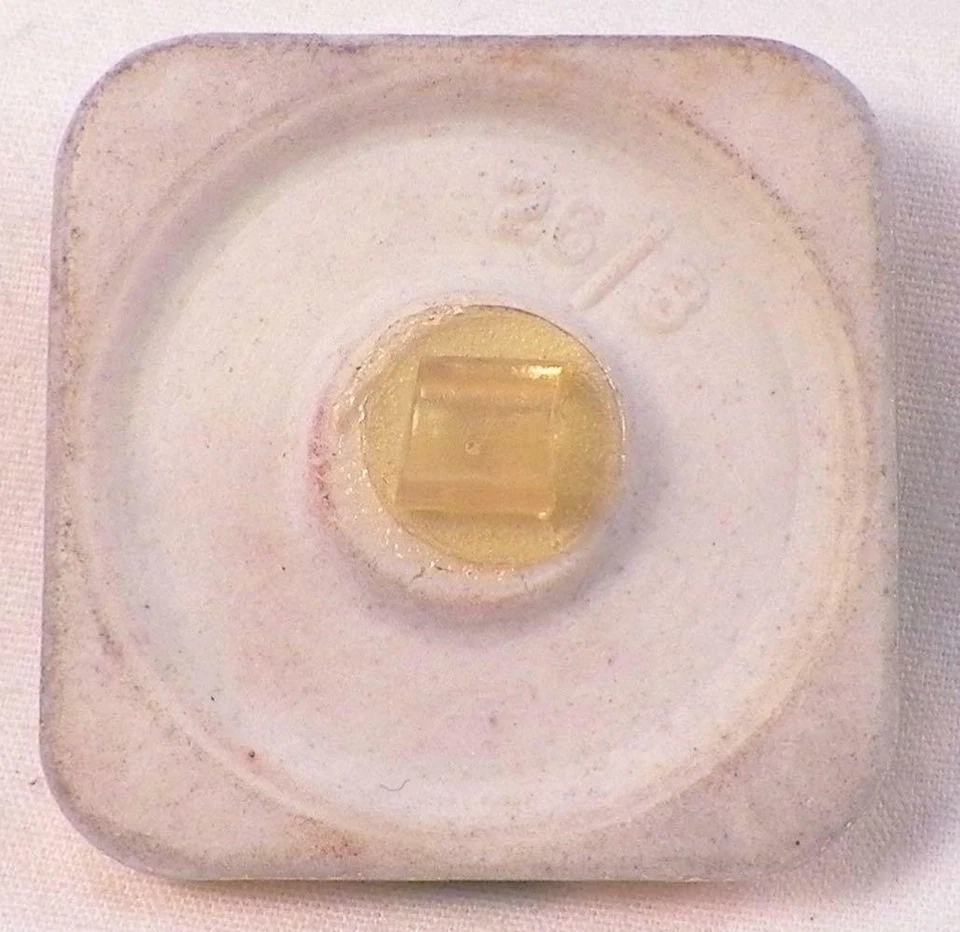Antelope Bisque Button Gold Green Square Large Plastic Shank #1 - Image 4 of 4
