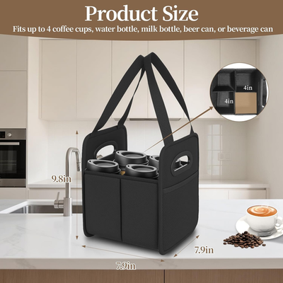 2 Pack Drink Carrier with Handle, Reusable 4 Cup Carriers for Drinks,  Portable F | eBay