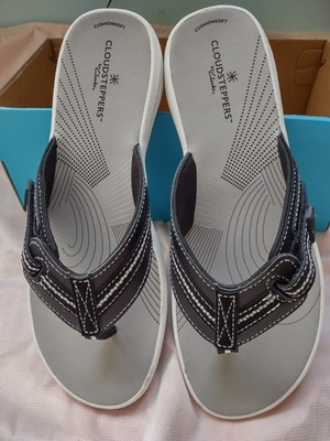 Clarks Cloudsteppers Brinkley Jazz Sandals Womens Size 9 Black Flip Flop New NoB
