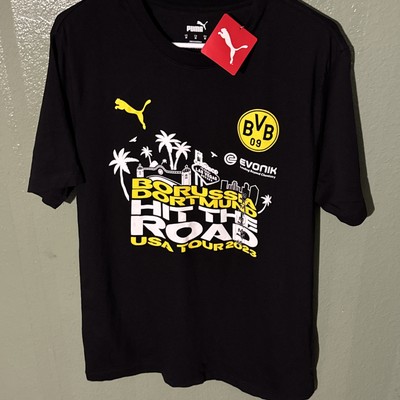 NWT Puma BVB T Shirt Borussia Dortmund Mens Medium Short Sleeve Black USA Tour