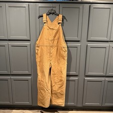 Dickies EB700RBD Brown Duck Canvas Bib Overalls Men's 44x30 Carpenter Work