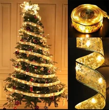 10M Christmas Ribbon Fairy Light String Merry Christmas Decorations 2026