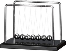 Newton  s Cradle 7 Ball 9" Balance Physics Toy with Wooden Base, Office Desk Deco