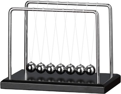 Newton s Cradle 7 Ball 9'' Balance Physics Toy with Wooden Base, Office Desk Deco