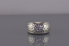 Sterling Silver 11mm Domed Dimple Textured Rimmed Band Ring 925 Sz: 8