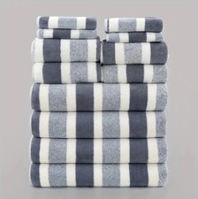12PCS Towel Bale Set Soft Absorbent Bathroom Towels with Elegant Woven Stripe UK