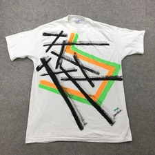 Vintage Faze Jamaica Shirt Mens XL White Abstract Graphic 80s Art Tee