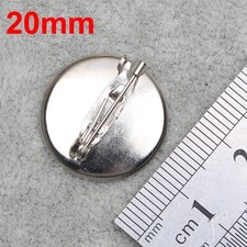 50 Silver Tone Mini Round Glue on Pad Back Pin Brooch 20mm Sewing Craf Findings