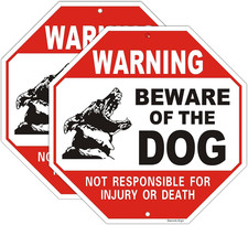 Beware of Dog Signs for Fence, 2 Pack 12x12 Inches Octagon Warning Sign Rust F