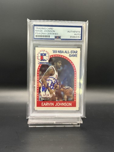 1989 NBA Hoops Magic Johnson #166 Autographed PSA HOF SSP ALL-STAR LA Lakers