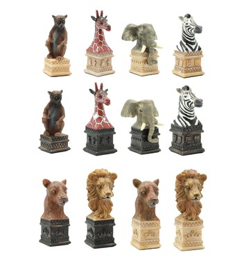 New Hand Painted African Animals Chess 32 Pieces Only Set-Designed