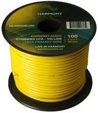Harmony Car Primary 16 Gauge Power or Ground Wire 100 Feet Spool Yellow Cable