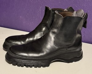 Prada Brixxen Chunky Chelsea Boots Leather Vibram Size 9 Fits US 11 Italy $1500 black-leather-vibram-brixxen-  main image 4