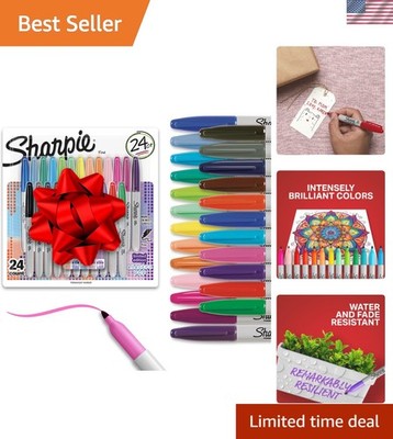 Electro Pop Permanent Markers, Fine Tip, Marker Set, Assorted Colors, 24 Coun...