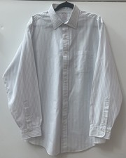 Brooks Brothers 346 White Striped Dress Shirt Men  s 17 6/7 Button Up