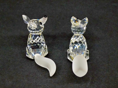 Charming Pair of Swarovski Crystal Foxes #7677 NR 55 & 45 | eBay