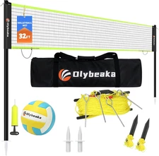 32Ft Regulation Size Portable Outdoor Volleyball Net Set System for Backyard Bea