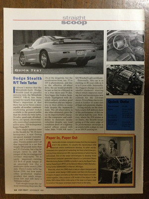 9011 Article Pictorial Quick Test 1995 Dodge Stealth R/T Twin Turbo