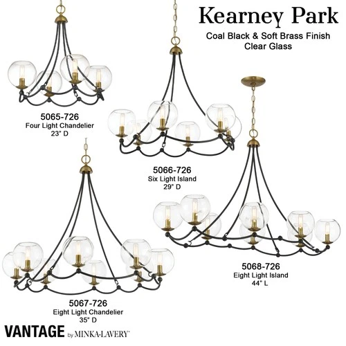 Minka Lavery 5066 Kearney Park 6 Light 29"W Vantage Chandelier - Coal / Soft - Picture 5 of 11