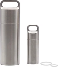 Waterproof Stainless Steel Pill Case Keychain, Durable Small Pill Box Bottle Hol