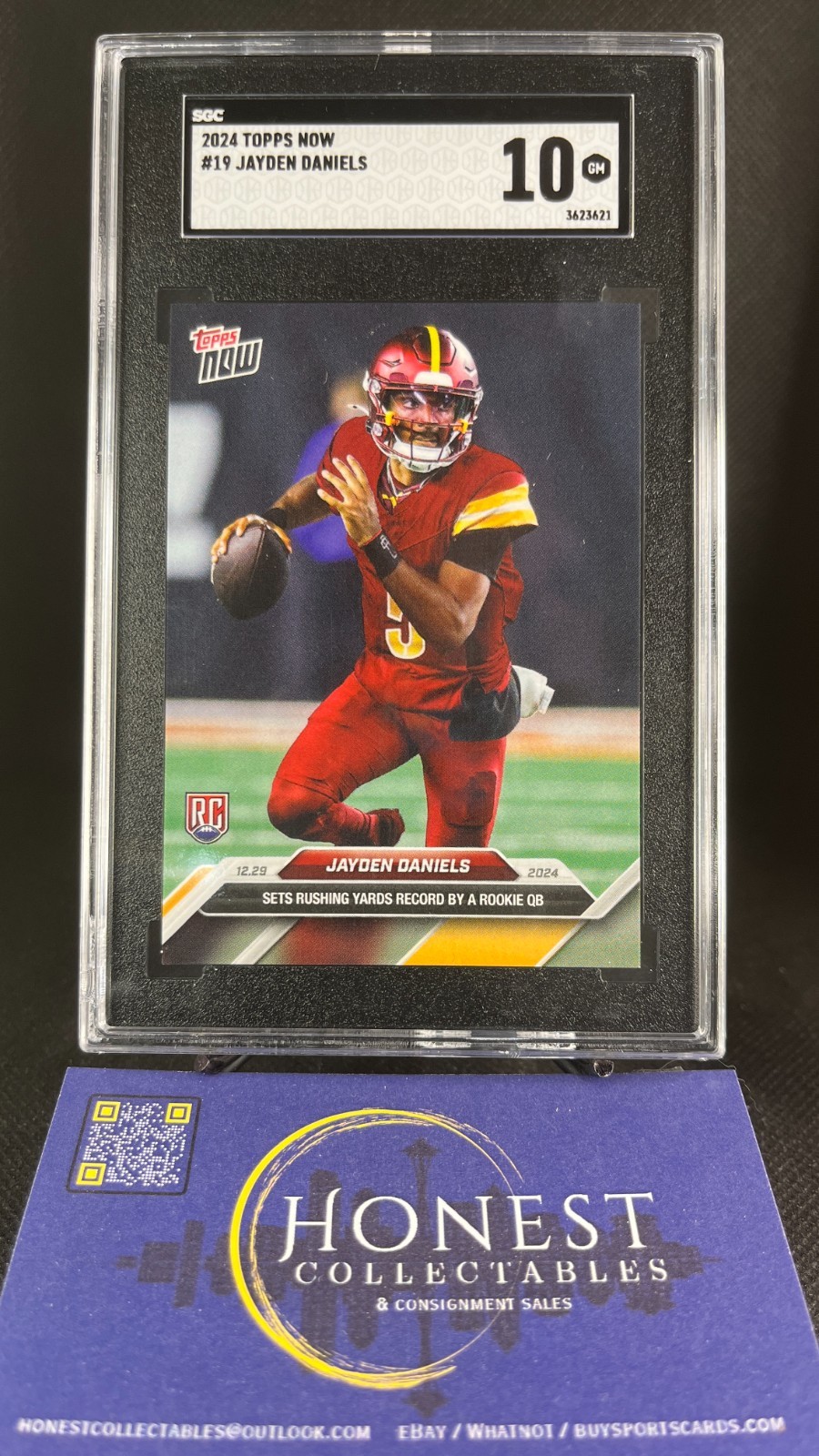 Jayden Daniels (RC) Grade GEM 10 - 2024 Topps Now Rookie QB Rushing Record #19