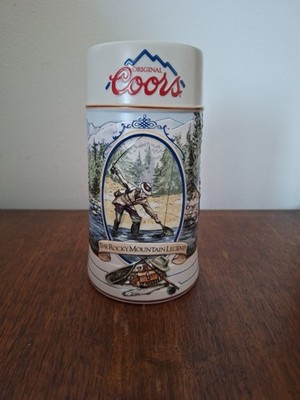Rocky Mountain Legend Series Coors Brewing Company Fly Fishing Beer Stein 1993