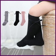 Autumn Kids Knee High Socks Baby Girls Boys Bowknot Flat Long Sock Soft