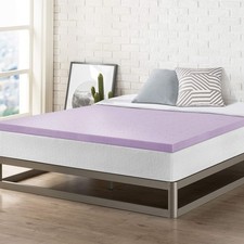 Mellow 2 Inch Ventilated Memory Foam Mattress Topper, Soothing Lavender Infus...