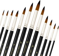Pinsel Set 12 StüCk Nylon KüNstlerpinsel FüR Acryl Aquarell ÖLgemäLde Schwarz