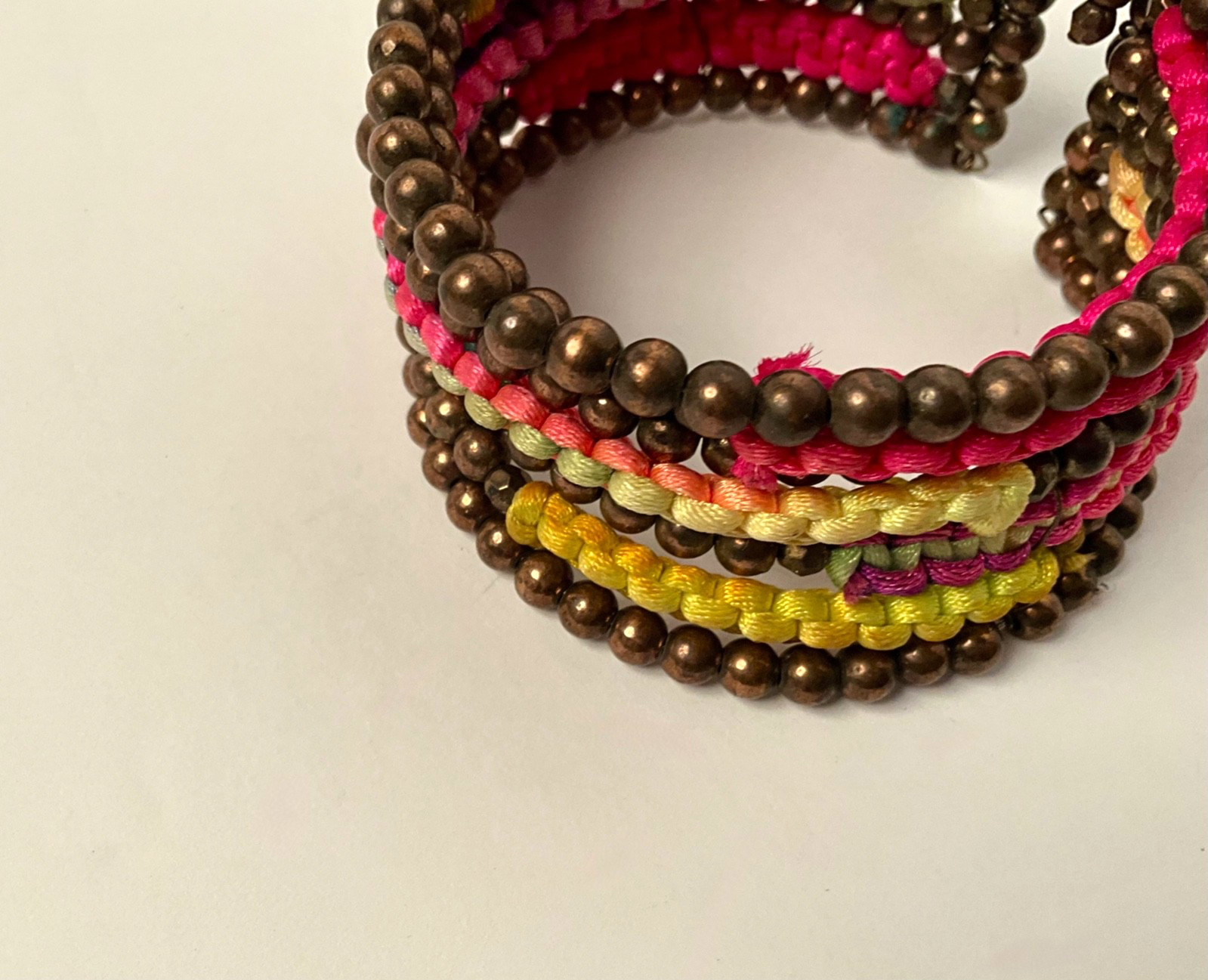 Memory Wire Bangle Cuff Bracelet Multilayered Bea… - image 11