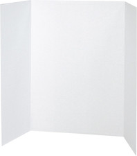 Tri-Fold Presentation Board, 40"X28", Pack of 8, White,