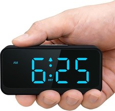 Alarm Clock Battery Operated Small Compact Digital Large Display Cordless US